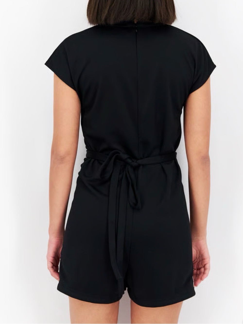 adidas Black Short-Sleeve Romper with White Three-Stripe Accents - Picture 2 of 8